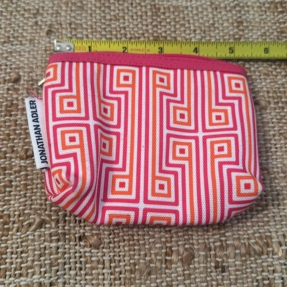 NEW Jonathan Adler pink orange geometric cosmetic bag